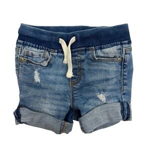 Old Navy Karate Rib-Knit Waist Medium Wash Denim Jean Shorts Stretch Size 12-18M